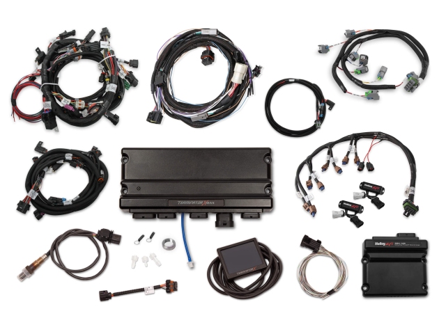 Holley EFI TERMINATOR X MAX MPFI Kit w/ EV6 Injector Harness & Transmission Control (2013-2015 FORD 5.0L COYOTE & 4R70W) - Click Image to Close
