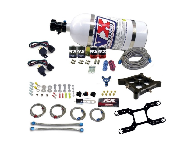 NITROUS EXPRESS Dual Stage Billet Crossbar Nitrous Plate Kit (50-300 HP) w/ 10 Pound Bottle (Dominator Flange)