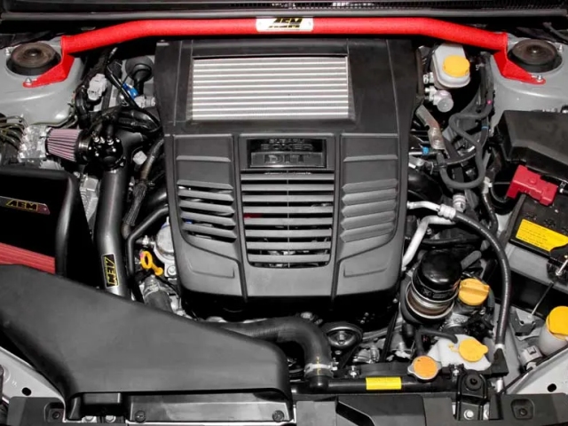 AEM Strut Bar, Textured Red (2015-2021 Subaru WRX & WRX STi)