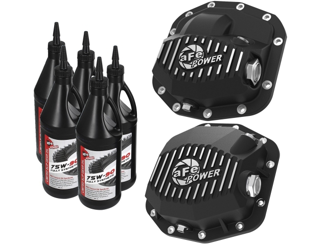 aFe POWER PRO SERIES Differential Covers w/ Machined Fins, Front & Rear, Black (2018 Wrangler JL) - Click Image to Close