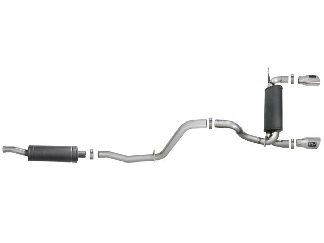 aFe POWER REBEL SERIES Cat-Back Exhaust w/ Polished Tips, 2-1/2" (2018 Wrangler JLU)