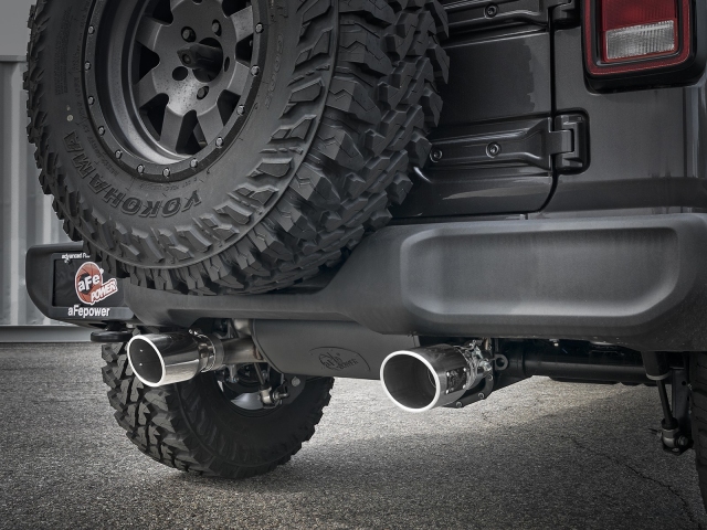 aFe POWER REBEL SERIES Cat-Back Exhaust w/ Polished Tips, 2-1/2" (2018 Wrangler JLU)