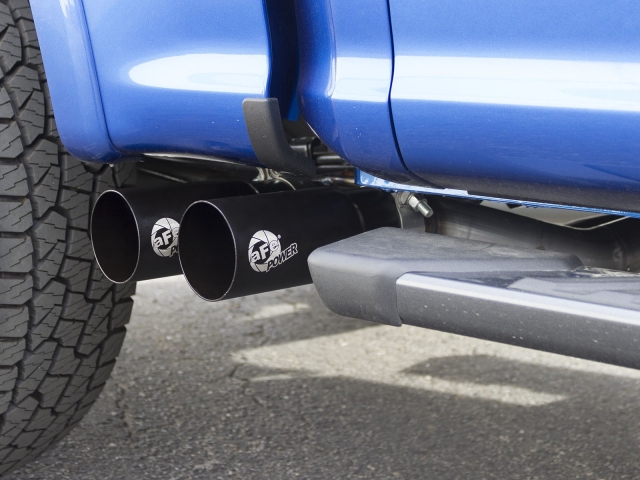 aFe POWER REBEL SERIES Cat-Back Exhaust w/ Black Tips (2015-2016 F-150 2.7L & 3.5L EcoBoost & 5.0L COYOTE) - Click Image to Close