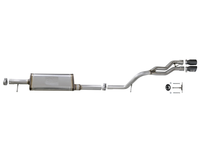 aFe POWER REBEL SERIES Cat-Back Exhaust w/ Black Tips, 2-1/2" (2007-2018 Wrangler JKU)