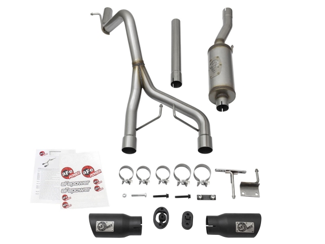 aFe POWER REBEL SERIES Axle-Back Exhaust w/ Black Tips (2007-2016 Wrangler JK & JKU)