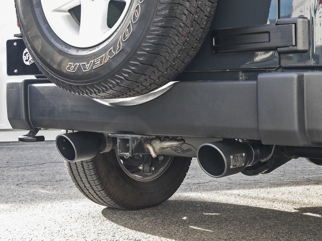 aFe POWER REBEL SERIES Axle-Back Exhaust w/ Black Tips, 2-1/2" (2007-2018 Wrangler JK & JKU)