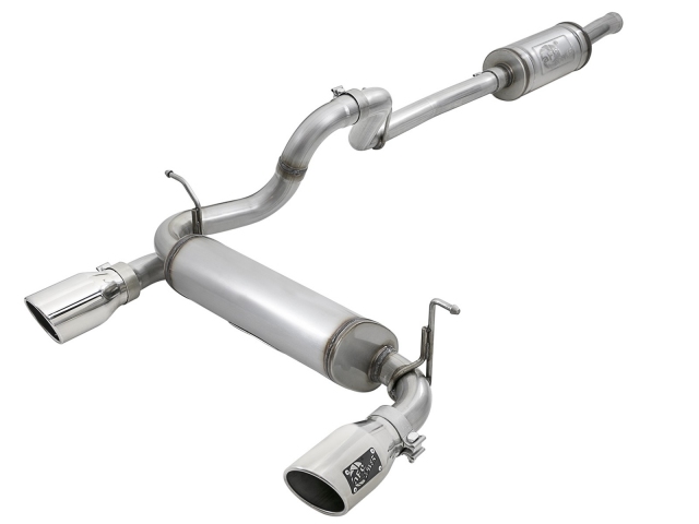 aFe POWER REBEL SERIES Cat-Back Exhaust w/ Polished Tips, 2-1/2" (2018 Wrangler JLU) - Click Image to Close
