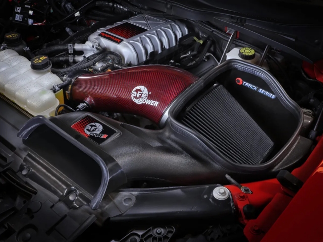 aFe POWER TRACK SERIES Red Kelvar Carbon Fiber Cold Air Intake w/ PRO 5 R (2023-2024 Ford F-150 Raptor R)