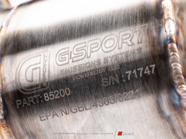 AMS G-SPORT Downpipe w/ GEI Catalytic Converter (2020-2021 GR Supra 3.0T) - Click Image to Close