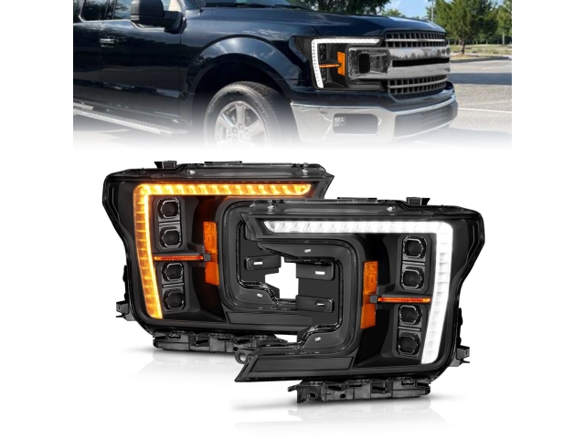 ANZO Z-SERIES LED Plank Projector Headlights w/ Initiation Feature, Black (2018-2020 Ford F-150)