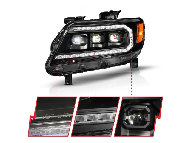 ANZO LED Projector Headlights w/ DRL, Initiation & Sequential, Black Housing (2015-2022 Chevrolet Colorado)