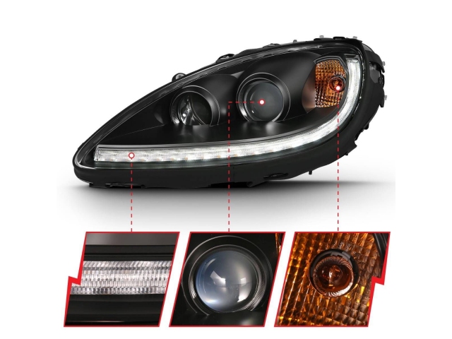 ANZO Projector Plank Style Switchback Headlights, Black Housing (2005-2013 Chevrolet Corvette)