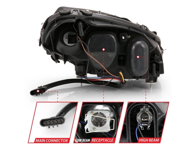 ANZO Projector Plank Style Switchback Headlights, Black Housing (2005-2013 Chevrolet Corvette)