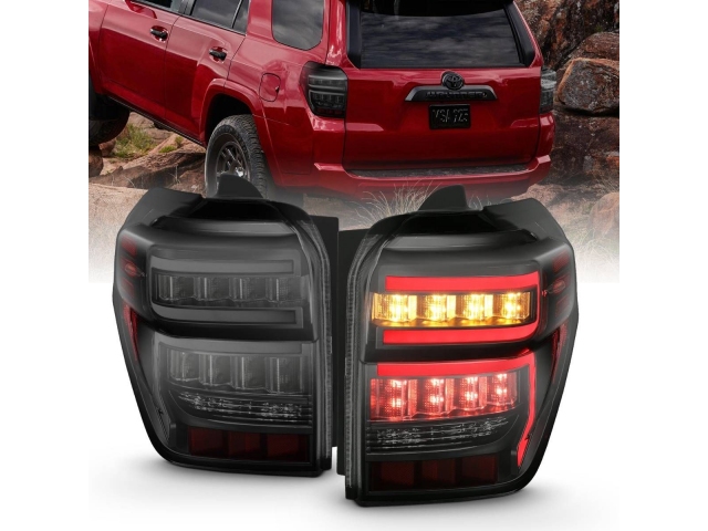 ANZO LED Bar Style Tail lights w/ Smoke Lens & Sequential Signal, Black Housing (2014-2023 Toyota 4Runner)