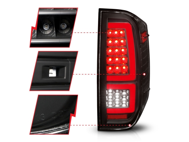 ANZO LED Tail lights w/ Sequential Signal, Black Housing (2014-2021 Toyota Tundra) - Click Image to Close