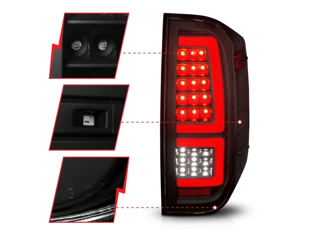 ANZO LED Tail lights w/ Smoke Lens & Sequential Signal, Black Housing (2014-2021 Toyota Tundra)