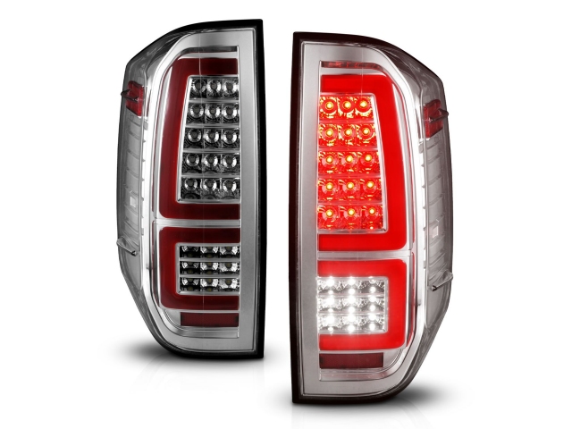 ANZO LED Bar Style Tail lights w/ Clear Lens & Sequential Signal, Chrome Housing (2014-2021 Toyota Tundra)