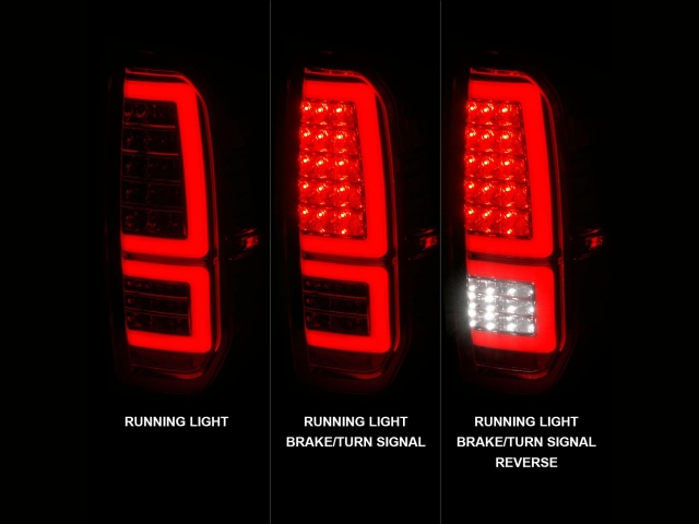 ANZO LED Bar Style Tail lights w/ Clear Lens & Sequential Signal, Chrome Housing (2014-2021 Toyota Tundra) - Click Image to Close