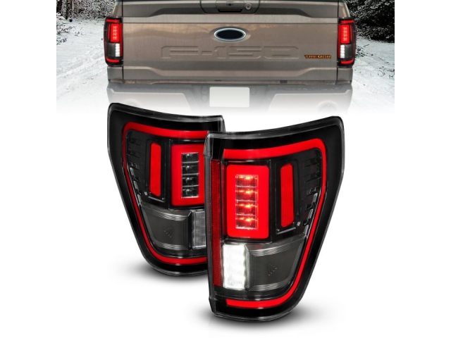 ANZO LED Tail lights w/ Clear Lens w/ Initiation & Sequential Signal, Black Housing (2021-2023 Ford F-150)