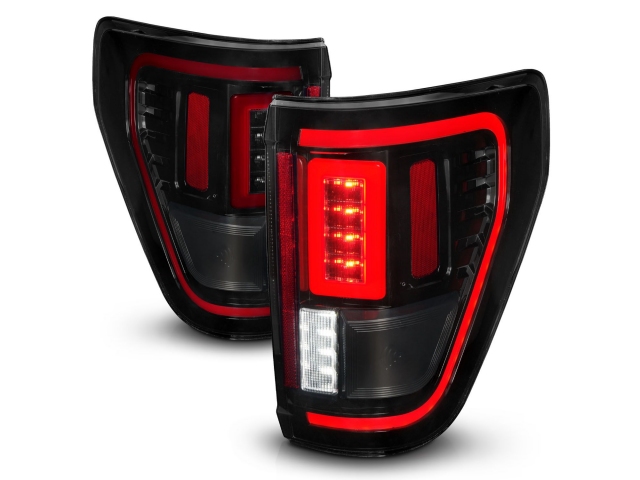ANZO LED Tail lights w/ Smoke Lens w/ Initiation & Sequential Signal, Black Housing (2021-2023 Ford F-150)
