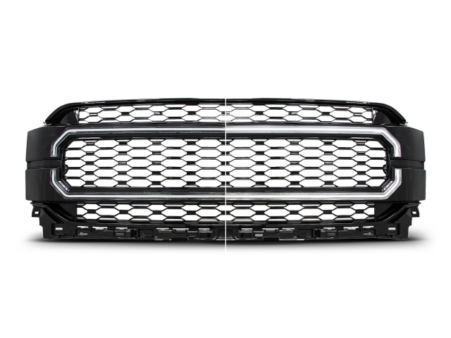 ANZO NEXUM SERIES LED Grille w/ Ignition Initiation Feature & Running Light Bar, Black (2021-2023 Ford F-150) - Click Image to Close