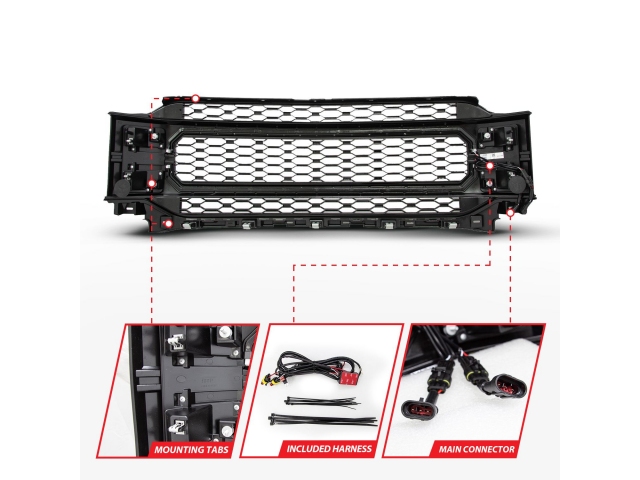 ANZO NEXUM SERIES LED Grille w/ Ignition Initiation Feature & Running Light Bar, Black (2021-2023 Ford F-150)