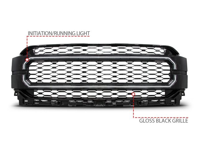 ANZO NEXUM SERIES LED Grille w/ Ignition Initiation Feature & Running Light Bar, Black (2021-2023 Ford F-150)