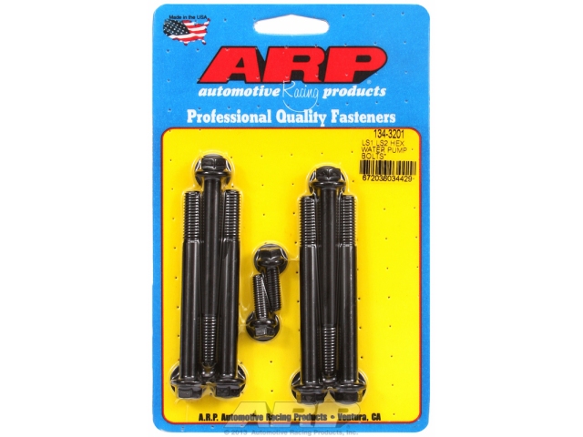 ARP Water Pump Bolt & Thermostat Housing Bolt Kit [BLACK OXIDE | HEX] (GM LS) - Click Image to Close