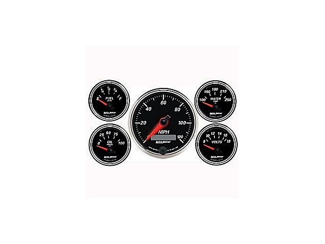 Auto Meter Designer Black II Air-Core 5-Piece Gauge Kit, 3-3/8" & 2-1/16"