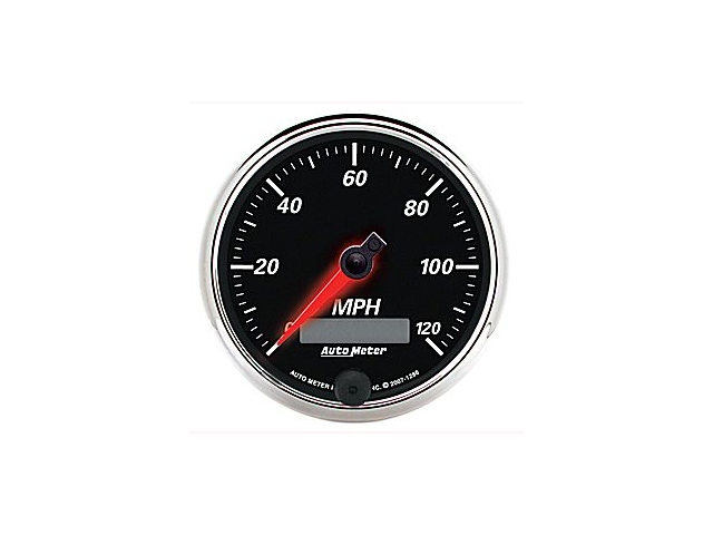 Auto Meter Designer Black II Air-Core Gauge, 3-3/8", Electric Speedometer (0-120 MPH) - Click Image to Close