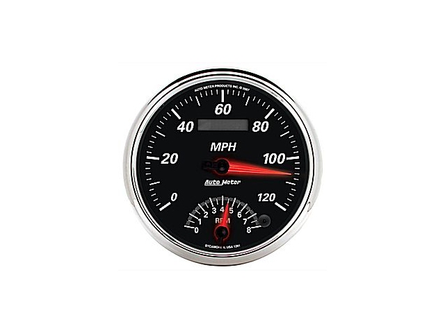 Auto Meter Designer Black II Air-Core Gauge, 5", Electric Tachometer/Speedometer (8000 RPM/120 MPH) - Click Image to Close