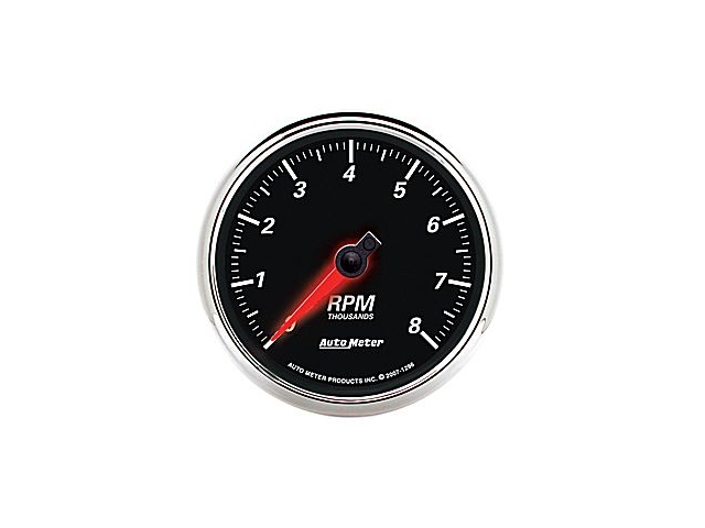 Auto Meter Designer Black II Air-Core Gauge, 3-3/8", In-Dash Tachometer (0-8000 RPM) - Click Image to Close