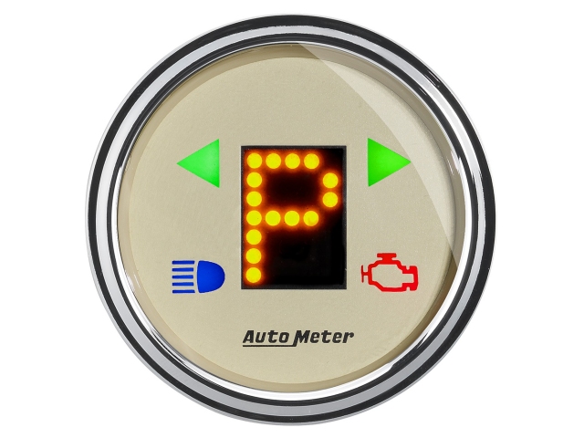 Auto Meter ANTIQUE BEIGE Digital Gauge, 2-1/16", PRNDL (P,R,N,D,L,OD,O,5,4,3,2,1) - Click Image to Close