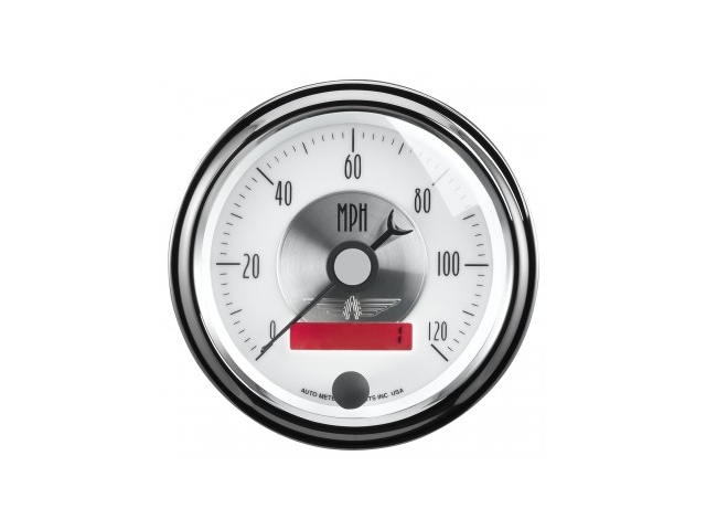 Auto Meter Prestige SERIES PRESTIGE PEARL Speedo, 3-3/8", Speedometer (0-120 MPH) - Click Image to Close