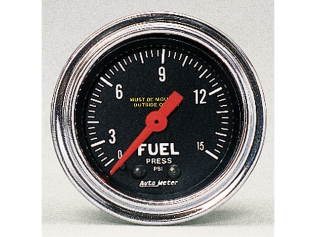 Auto Meter TRADITIONAL CHROME Mechanical, 2-1/16", Fuel Pressure (0-15 PSI)