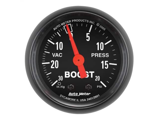 Auto Meter Z SERIES Mechanical Gauge, 2-1/16", Vacuum/Boost (30 In Hg/20 PSI)
