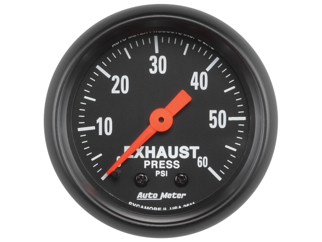 Auto Meter Z SERIES Mechanical Gauge, 2-1/16", Exhaust Pressure (0-60 PSI)
