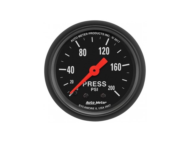 Auto Meter Z SERIES Mechanical Gauge, 2-1/16", Pressure (0-200 PSI) - Click Image to Close