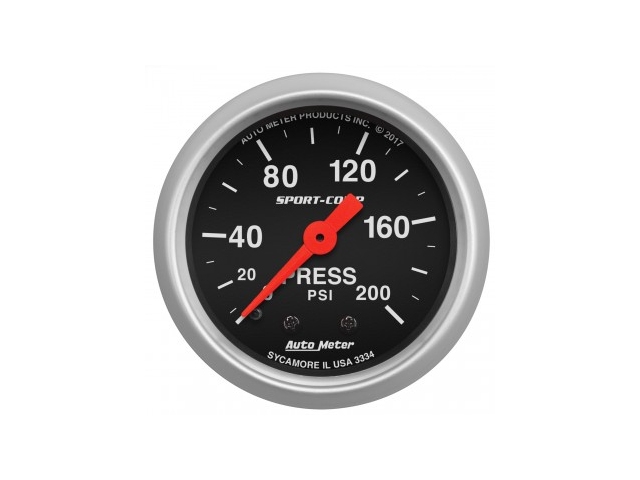 Auto Meter SPORT-COMP Mechanical Gauge, 2-1/16", Pressure (0-200 PSI) - Click Image to Close