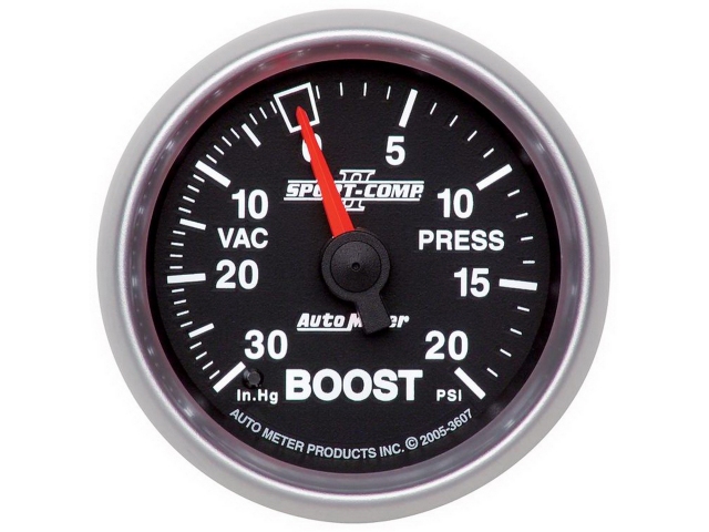 Auto Meter SPORT-COMP II Mechanical, 2-1/16", Vacuum/Boost (30 In. Hg./20 PSI)
