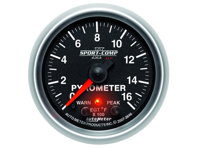 Auto Meter SPORT-COMP II PC Digital Stepper Motor Gauge, 2-1/16", Pyrometer (0-1600 deg. F)