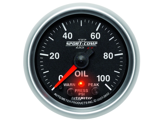 Auto Meter SPORT-COMP II PC Digital Stepper Motor Gauge, 2-1/16", Oil Pressure (0-100 PSI)