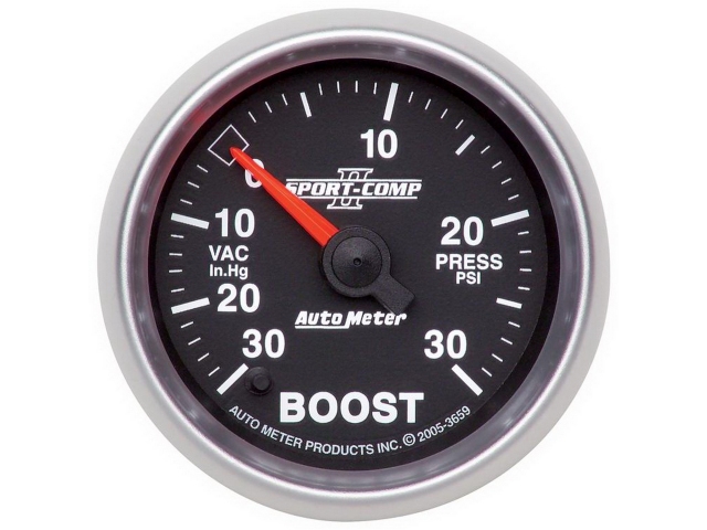 Auto Meter SPORT-COMP II Digital Stepper Motor Gauge, 2-1/16", Vacuum/Boost (30 In. Hg./30 PSI)
