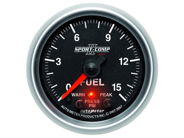 Auto Meter SPORT-COMP II PC Digital Stepper Motor Gauge, 2-1/6", Fuel Pressure (0-15 PSI)