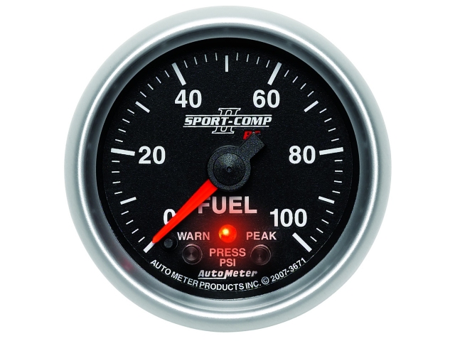 Auto Meter SPORT-COMP II PC Digital Stepper Motor Gauge, 2-1/16", Fuel Pressure (0-100 PSI)