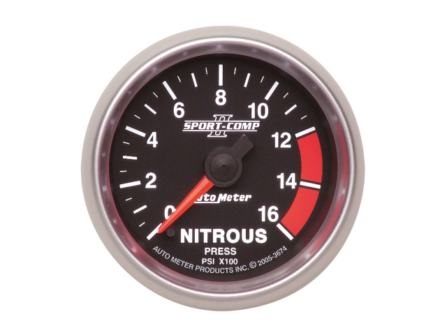 Auto Meter SPORT-COMP II Digital Stepper Motor Gauge, 2-1/16", Nitrous Pressure (0-1600 PSI)