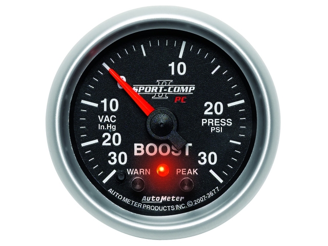 Auto Meter SPORT-COMP II PC Digital Stepper Motor Gauge, 2-1/16", Vacuum/Boost (30 In. Hg./30 PSI)