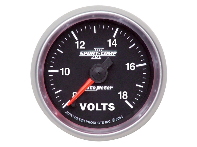 Auto Meter SPORT-COMP II Digital Stepper Motor Gauge, 2-1/16", Voltmeter (8-18 Volts)