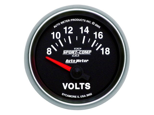 Auto Meter SPORT-COMP II Air-Core Gauge, 2-1/16", Voltmeter (8-18 Volts) - Click Image to Close