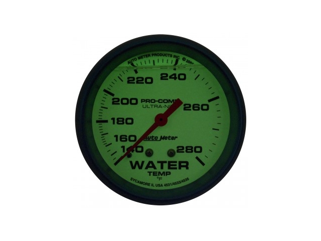 Auto Meter PRO-COMP ULTRA-NITE Mechanical Gauge, 2-5/8", Water Temperature (140-280 F)